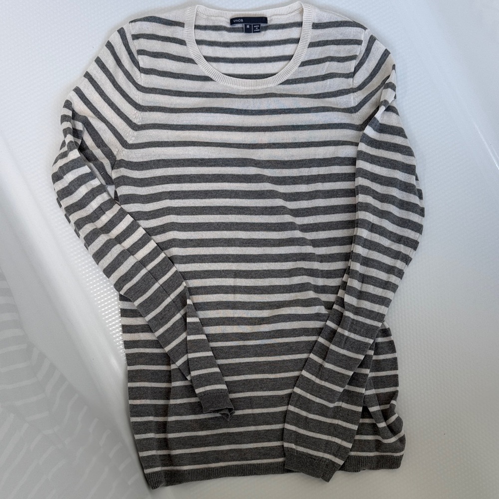 Vince Women's Gradient Striped Sweater in Gray and Cream